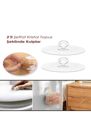 MNZ-متعددة الأغراض 2 قطعة كريستال كوب الدرج التمصق الذاتي المقبض المقبض 2 قطعة اللاصقة المعلق المنظمة - Sengenegel