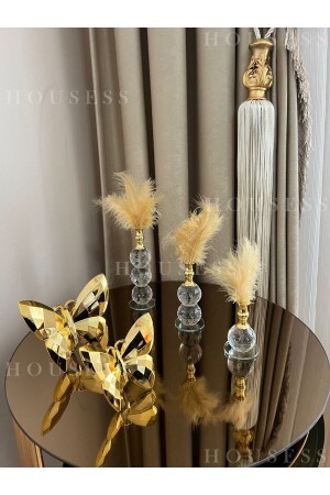MNZ-تزيين 2 قطعة طائر ذهبية و 3 قطعة طائر ذهبية مجموعة زينة زينة HOUSS-KLBKSET - Housess