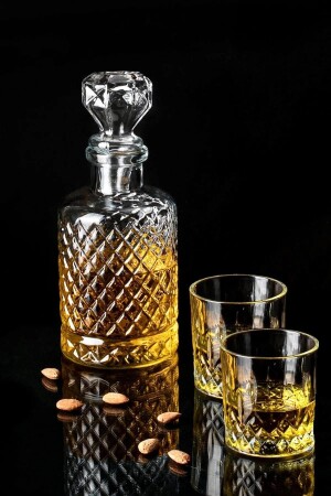 جنجان كراف زجاجي من MNZ ومجموعة من 2 300 مل من النظارات ماء مشروبات مشروب ويسكي زجاجة 1200 مل ODI99990777 - ODİ HOME