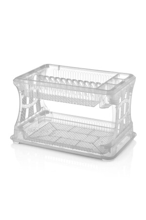 MNZ-شفافية عسل العسل النسيج سهل التفكيك طبقة 2 رف الصحنات رف الأطباق ورف الأطباق المعدات 45x29 H:28 سلة الأطباق - abnturk