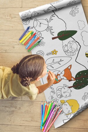 ورقة لون نشاط الحيوانات الغابات في منطقة المنطقة (MNZ) 2. 5 متر - ورقة نشاطات تعليمية للطفل والطفل C03A - Enjoymydesign