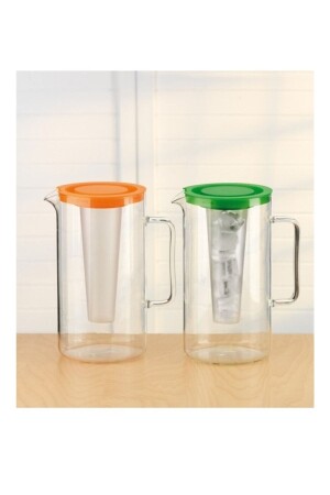 جنجان زجاجي مقاوم للحرارة من MNZ مع صندوق ثلج 2. 5 ليتات غطاء خضراء SIMAÇ FREEZER JUG GREEN LID - Simax