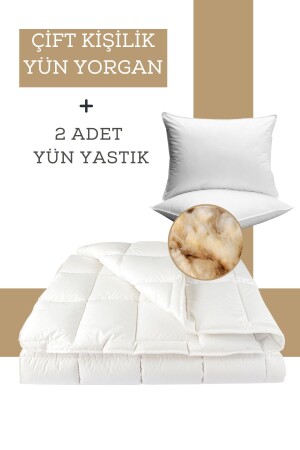 MNZ - مزدوجة غطاء من الصوف الطبيعي 2 قطع وسادة الصوف 5000 - Elyaf Sepeti