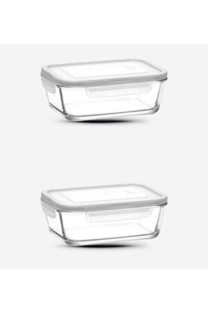 حاوية تخزين قفل من الزجاج MNZ مجموعة 2 800cc جديدة سلسلة حاوية تخزين الزجاج المستطيل frs239-2 - Lav