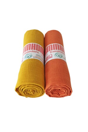 غطاء المسلين متعدد الأغراض من نوع MNZ 2 قطع 90x90 سم عضوية - الخردل والطوب FEMM-MSLN-HARD-KIR - femmstore