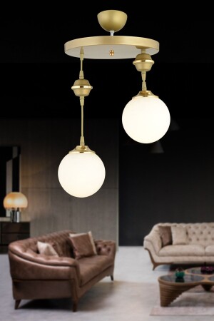 مكنسة مصباح منقوشة من MNZ - المعلقة القديمة 2 قطع كرة زجاجية الكرة البيضاء فخمة الشنارة AK0003 - Kraliçe