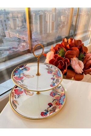 MNZ-بيضاء زهرة نمط 2 طبقة كعكة وموقد الكوكي bc2kk - PONCİKPAZAR