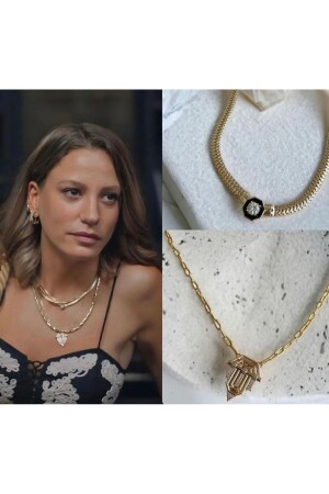 ملحقات من MNZ ليلة قلادة سيريناي مجموعة من 2 ذهب روديم مزق زيركون حجر التحقق من البائع. - Galia