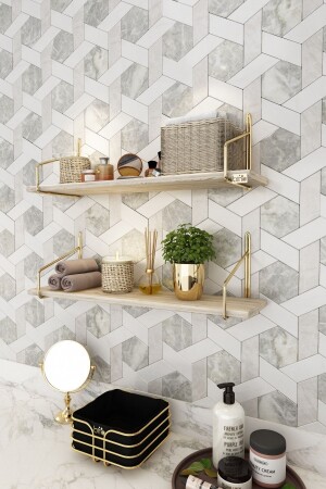 MNZ-غرف الاستحمام رف ذهبية لاستحمام منظمة غرف الاستحمام المطبخ منظمة مجموعة من 2 BinoGold503 - Bino