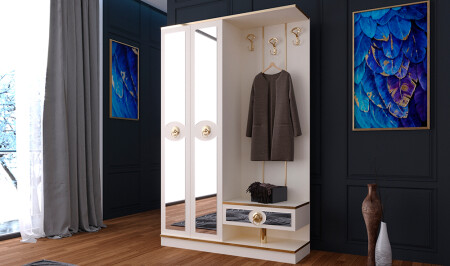 كريم من كاميرا MNZ 2 باب رف معطف - Cadde Yıldız