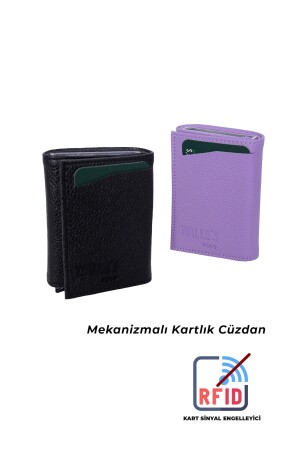 MNZ- رجال ونساء 2 ليت سوداء-ليلاك مجموعة محفظات الجلد مع آلية تلقائية ورقية المال حامل بطاقة المشاركة cym5 - Walle's Polo