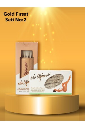 مجموعة الفرصة من الذهب من MNZ رقم 2 إزالة التجاعيد فرشاة وجها طبيعية و فرشاة السيلوليت الطبيعية Eda - 00115 - Eda Taşpınar