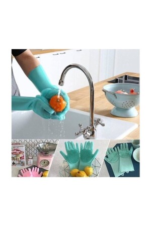 قفازات غسيل الأطباق من سليكون MNZ قفازات غسيل الأطباق العملية قفازات غسيل الأسفنج قفازات غسيل الأطباق 2 قطع - Eviniz İçin Herşey