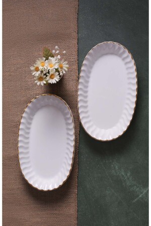 لوحة خدمة الرفوف المبيض من طراز MNZ - لوحة عرض - لوحة سلطة 2 قطع لون أبيض - Fbe Home