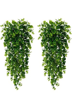 MNZ-الزهرة الاصطناعية معلقة من الخشب الصندوقية الاخليفتوس الاصطناعية الاصطناعية 2 قطع - Fesleğen Çiçek