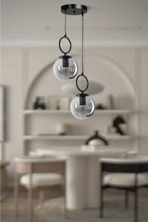 مجموعة من حلقات MNZ من 2 شمعة سوداء دائرة حديثة (زجاج مدخن) HLK-SYH-YVRK-02 - BSA LIGHTING