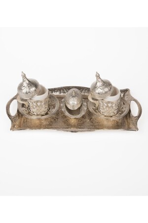 مجموعة MNZ من 2 برونز - نحاس عثماني نمط كوبات القهوة التركية - صناديق İPEK63920000023 - Genel Markalar