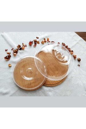 مقعد من الخشب من MNZ حاوية أكريلية كأس كيك كبير ومتوسط الحجم - 2 في واحد KMB10332 - Genel Markalar