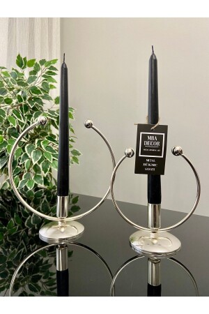 حامل شمعة من القرن الذهبي MNZ حامل شمعة مزودة بالفضة مزودة بالجميع حامل شمعة ديكورية 2 كمبيوتر (مضاعفة) معدنية غير معدنية الم - Mba Decor Metal Bending Art