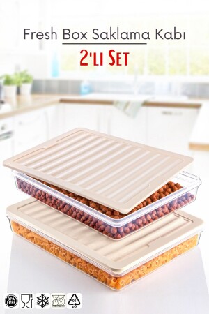 مجموعة MNZ من 2 صندوقات مائكروويف جديدة ومبردة مناسبة لخزنة حاوية كريم - Nandy Home