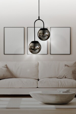 MNZ-هوتال 2 قطع معدن مصباح معلق شندلة تدخن - غرفة المعيشة - صالة - غرفة النوم - المطبخ Otal-2Sar - VEDA AVİZE