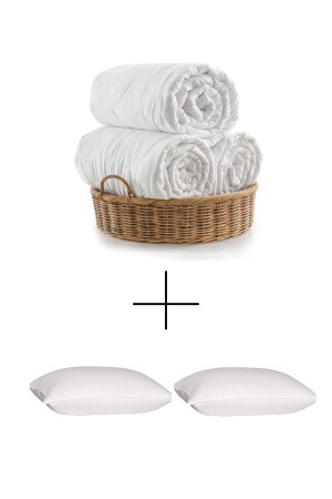 مجموعة من الملفات المزدوجة من MNZ (2 PILLOWS 1 QUILT) تقنية الصفائح الميكرو فيبر المملئة بالسيليكون 200x220 (195X21 - ELY PARKER