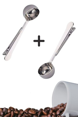 MNZ-® 2 قطع ملصقة ملعقة مقياس القهوة الفضة ملطيفوظي من الفولاذ المقاوم للصدأ ملعقة PRA-5968318-6870 - Buffer