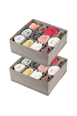 MNZ- مجموعة من 2 غرفة الأطفال الرمادية خزانة الدرج غسيل الجوارب منظمة عسل الخشب المنسق منظمة PTK12-2GRI - Rek Home