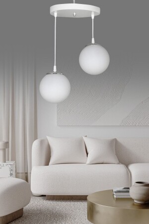 المصابيح المعلقة MNZ - صندوقاً أبيضًا شاشة زجاجية بيضاء 2 قطعًا شمعة SEF159 - ŞL Şef Light