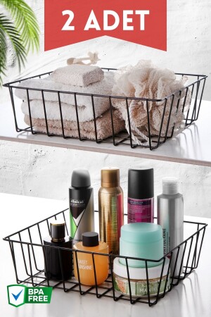 MNZ-متعدد الأغراض - تزيين - منظمة السلة المعدنية 2 قطع سوداء - Nandy Home