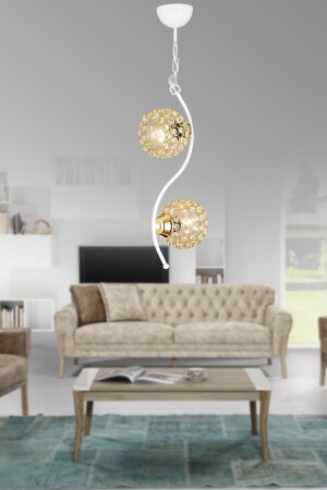 مجموعة MNZ من 2 بلورات بلورات بيضاء من المريشة الهبوطية المواجهة إلى أسفل فخمة شمعة snsz50226 - SONSUZ AYDINLATMA&AVİZE