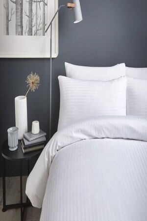 MNZ - مضاعفة الشريطات ساتن فندق غطاء غطاء غطاء غطاء غطاء غطاء + 2 غطاءات وسادة (لا ورق) مع حق - Tekstil Home