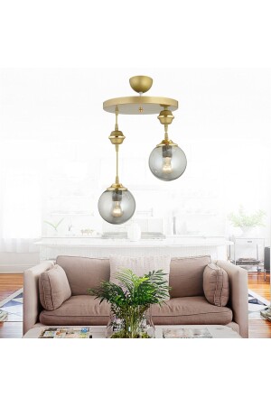 مكنسة مصباح معلقة MNZ - لاستعراضات القديمة 2 قطعة مدخنة الكرة الأرضية الزجاج الفاخرة الشنابل TYC00733249803 - Kraliçe