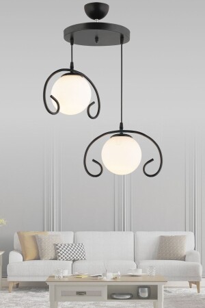 المصابيح المعلقة من MNZ - صناديق مشعلة سوداء 2 قطع طائر كرة زجاجية بيضاء من الفخامة TYC00751544304 - Genel Markalar