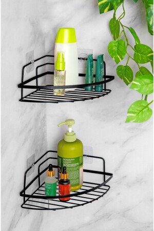 MNZ- حمام و منظمة العطور متعددة الأغراض الجدار قابل للتصوير 2 قطع مثلث قفص قفص أسود VG-304 - vipgross