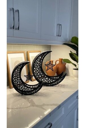 MNZ - الإسلامي الهدف الهلال مجموعة من 2 معدني - أسود - اللوحة الإسلامية - الديكورات المنزلية - اللوحات الدينية - wamh106 - Wall Art İstanbul
