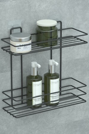 MNZ-الملصق 2 طبقات حمام رف حمام حمام شامبو حامل الجدار منظم منظم - Zabata