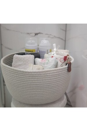 سلة منظمة MNZ 20 سم قطرها 12 سم ارتفاع Beyazspt - Hediyeninellitonu