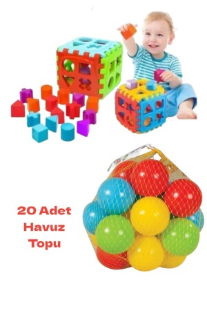 كرة تعليمية MNZ مع شبكة و 20 كرة حوض السباحة، إجمالي 29 قطعة مجموعة من 2 - Yildirim Oyuncak