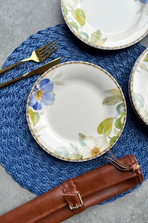 MNZ-ربيع 20 سم كريم زهرة بورسلين كيك لوحة خدمة مجموعة ل 6 أشخاص PDMCSPRG06PS - porselenden