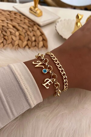 حرفات الذهب من MNZ تحديداً العين الشريرة تفصيلية سلسلة العنق مزيج 20 - Trendy Butik
