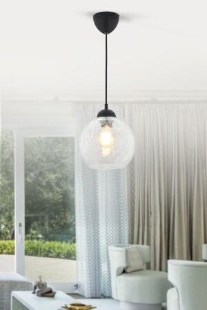 مصباح عجلة واحد MNZ 20 سم مستديرة الزجاج المكسور شفاف KURE1910C6ÇT - KÜRE CAM