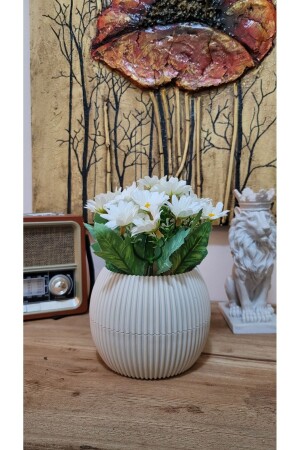 ديزي اصطناعي MNZ في حفرة متوسط الحجم مظهر واقعي الزهرة الاصطناعية ديزي طاولة الحمام أزياء الشرفة 20 سم - La Bella Bazar