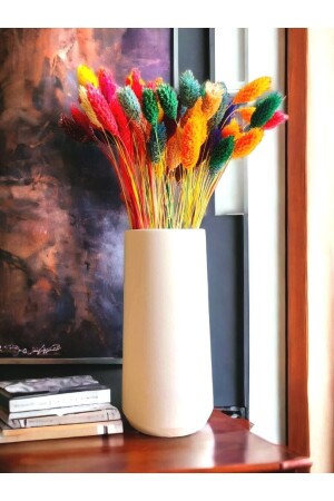 موز MNZ-سيلندر طويل - الخرسانة 20 سم موز ديكوراتي - هدية - أبيض خام - Stonnish