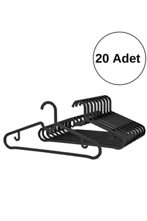 ملابس من المنتج (MNZ) تعليق الدرع تعليق القميص القميص تعليق لا يمكن كسرها 20 قطعة مجموعة سوداء - Yenidem