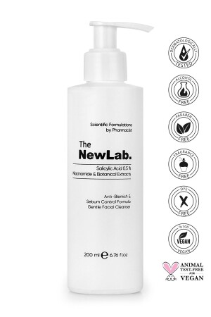 جيل تنظيف من MNZ للجلد الدهني والحمل المتحرر 200 مل (0%). - The NewLab