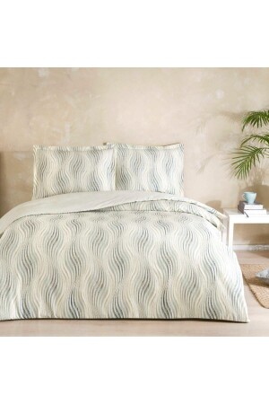 MNZ- مونتانا ساتين مزدوج غطاء غطاء البيتين مجموعة بيج بدون لون مرنة 200 سم × 220 سم 1000045417 - Taç