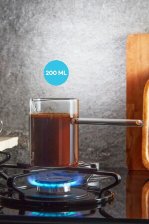 مقلاة قهوة بوروسيليكات زجاجية مقاومة للحرارة من MNZ مقلاة قهوة عصرية معينة مقاومة للحريق شفافة 200 مل CZV-100 - evikonu