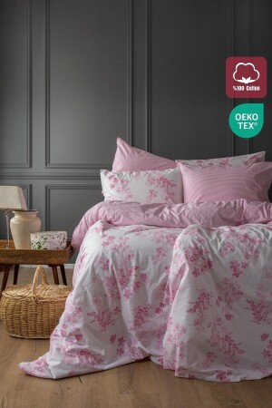 MNZ-سيفيلا 200x220 غطاء غطاء ملابس مزدوجة مجموعة 2 غطاءات وسادة وردي زهري مزدوج الجانب مشبكة سيفيلا-د - Leruum London