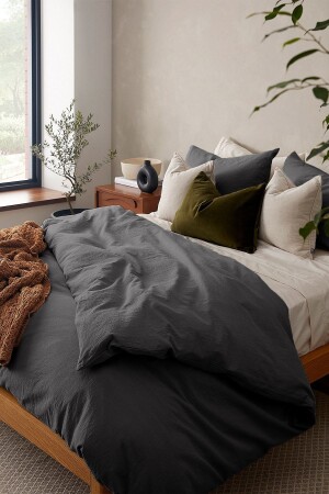 MNZ- القطن من الأغطية المزدوجة الأنفراسيتا غسيل الوسادة الغطاء المزدوجة 200x220 سم YNVR100 - vivamaison